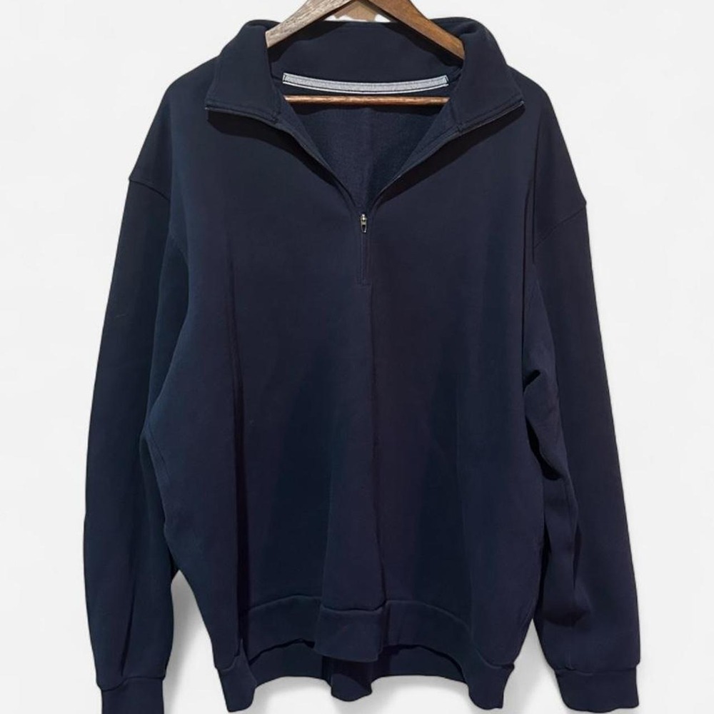 Lululemon Mens Navy Blue Fleece Quarter Zip Pullover Sweatshirt Mock Neck XXL